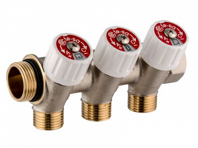 1135953 USYSTEMS коллектор SH 1" с вентилями НР/ВР 2x1/2"НР, ц/ц 38мм '5И